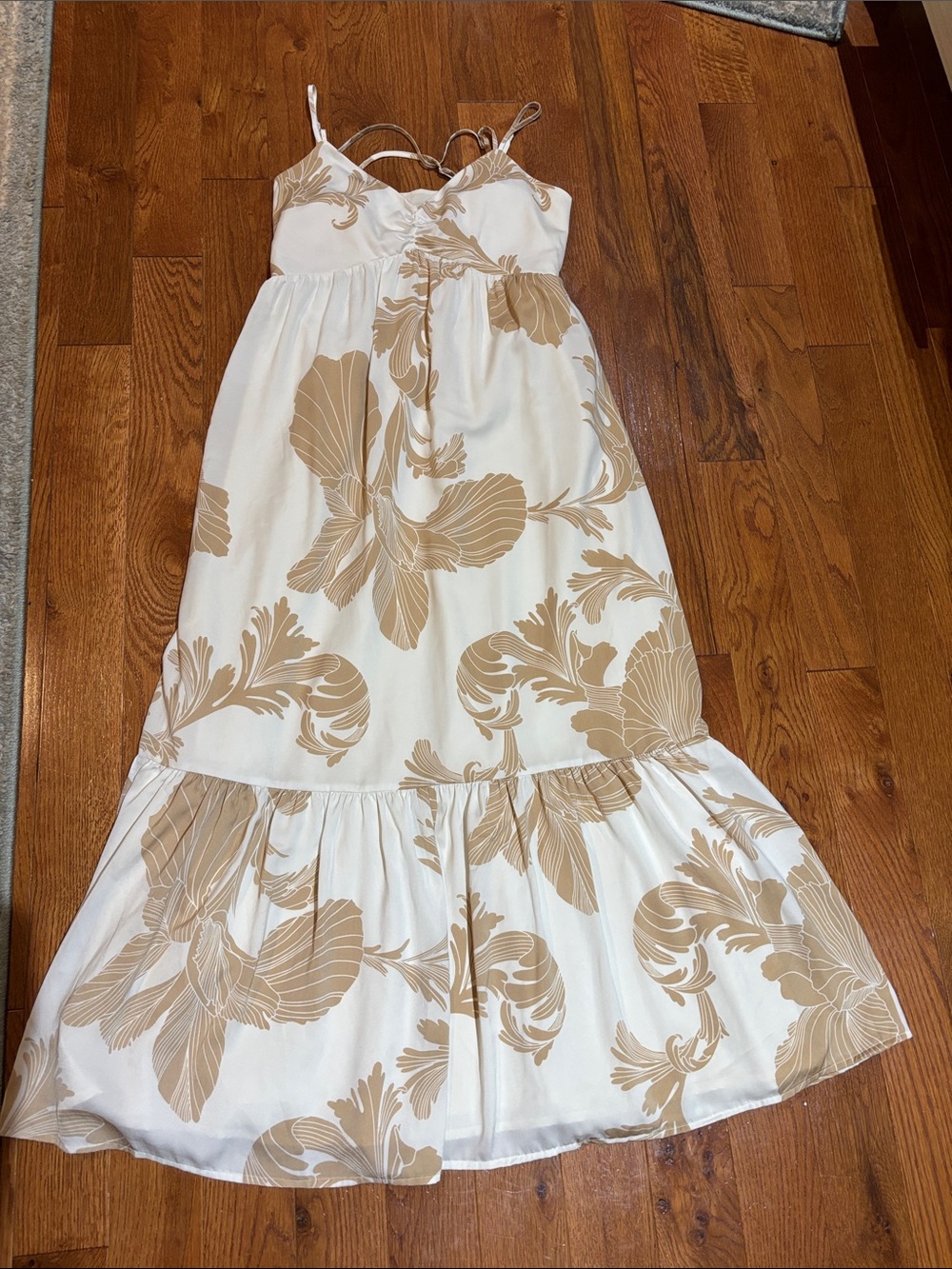 Express White Sundress with Tan Floral Print